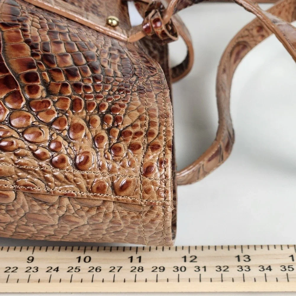Brahmin All Day Tote Toasted Almond Croc Embossed Leather Large Shoulder Bag - Picture 13 of 14
